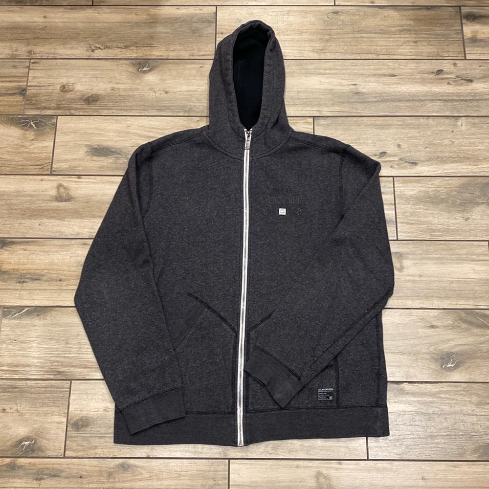 Vintage Y2K Quiksilver Surfwear Fullzip Hoodie Faded Grey Sweatshirt Size L